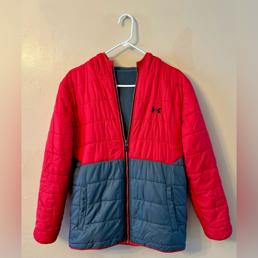 Under Armour Boys Reversible Jacket, Red/Grey, YXL